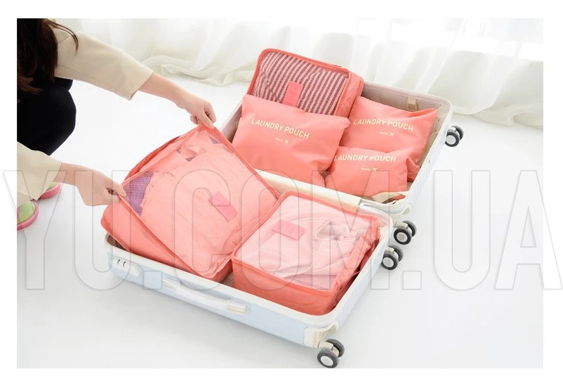 Набір органайзерів для речей Laundry Pouch, 6 сумочок на застібках Набір органайзерів для речей Laundry Pouch, 6 сумочок на застібках